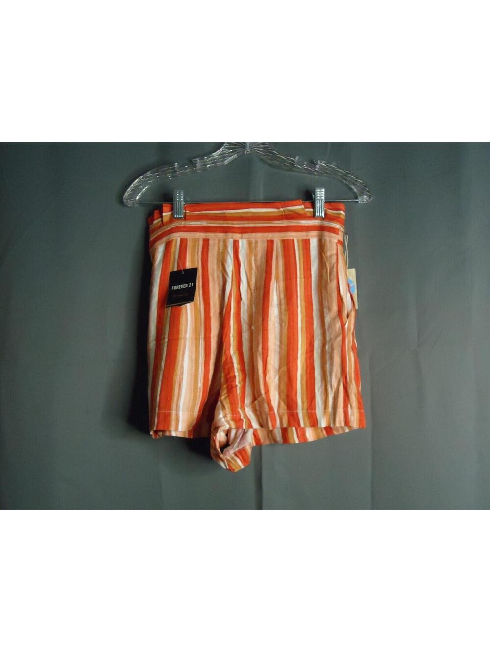 Forever 21 Woven Red Sahara Collection Shorts w/ Belt Red Taupe Stripe Size Sm - Picture 3 of 10